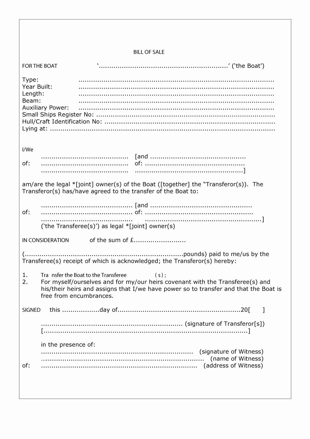 Bill Of Sale Template Free Lovely 46 Fee Printable Bill Of Sale Templates Car Boat Gun