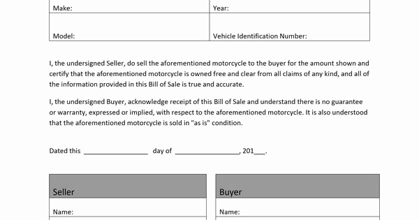 Bill Of Sales Motorcycle Unique Printable Sample Motorcycle Bill Of Sale form