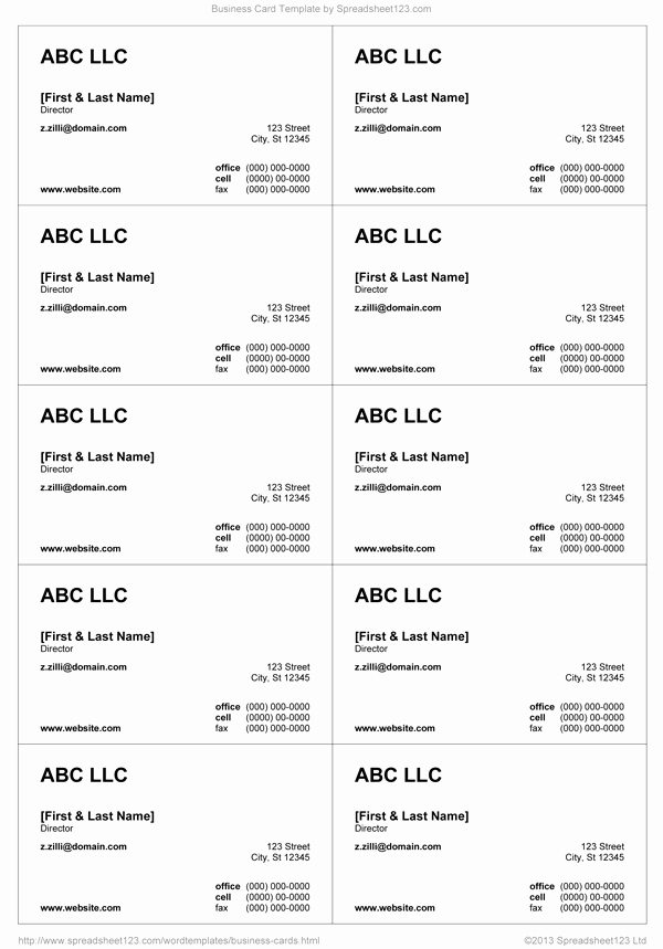 Blank Business Card Template Word New Business Card Templates for Word