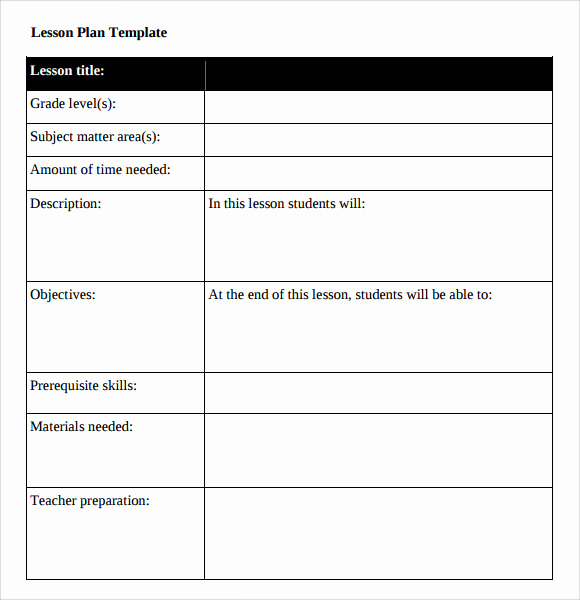 Blank Business Plan Template Word Beautiful 11 Sample Blank Lesson Plans