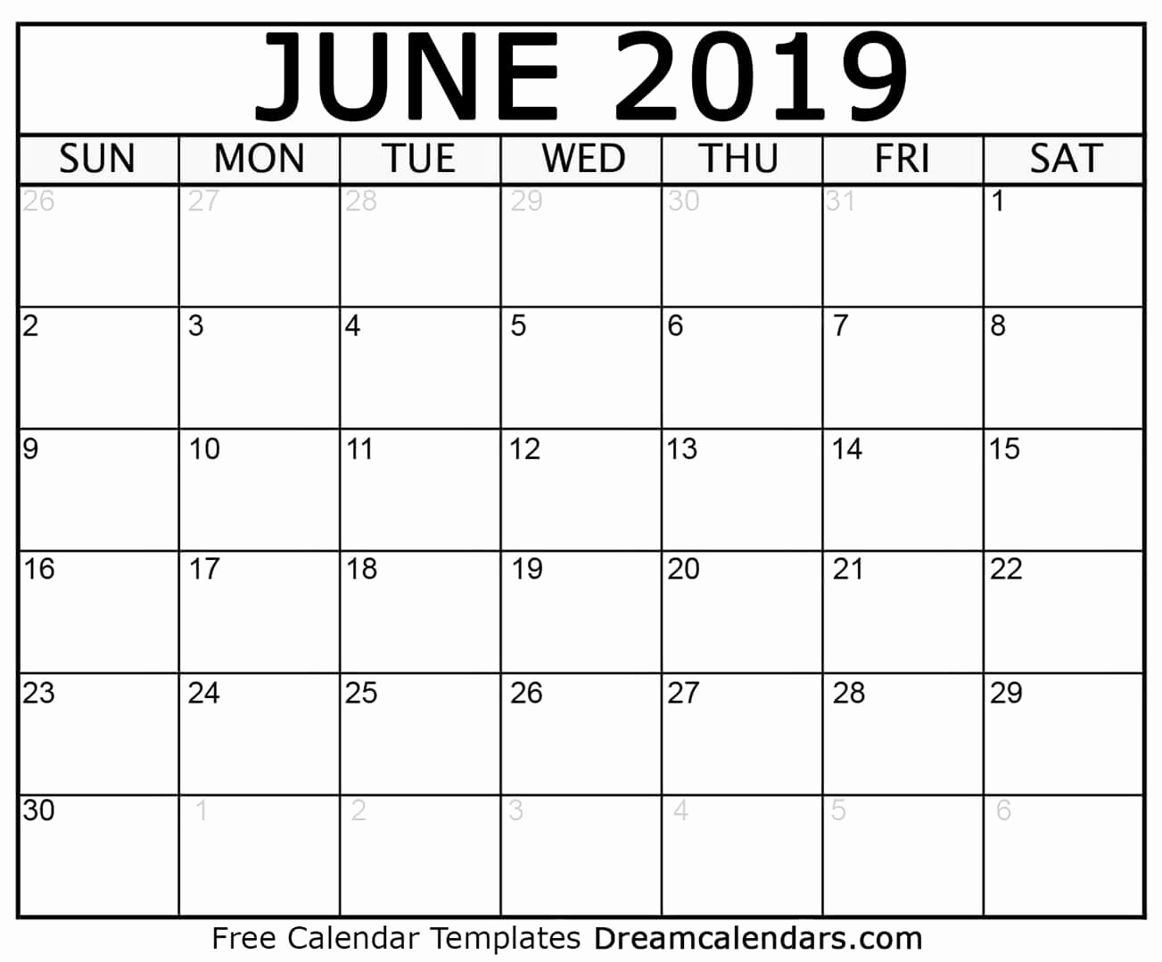 Blank Calendar Template 2019 Awesome Printable June 2019 Calendar
