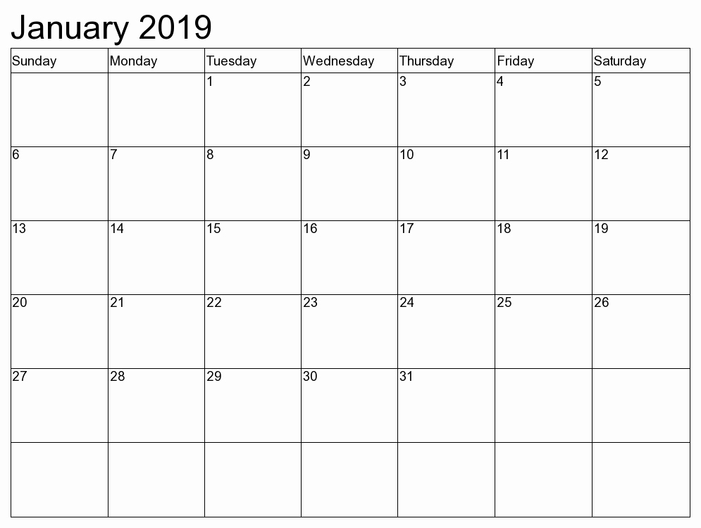 Blank Calendar Template 2019 Inspirational January 2019 Calendar 2019 Calendar Printable with