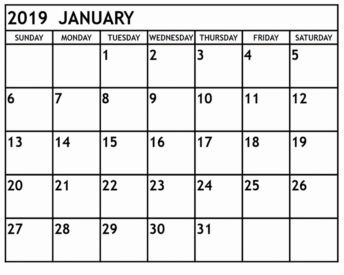 Blank Calendar Template 2019 Lovely 2019 Calendar Printable – Download Free 2019 Calendar