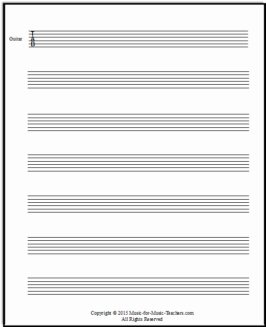 Blank Guitar Tab Pdf Awesome Free Guitar Tablature Paper for Teachers Downloadable and