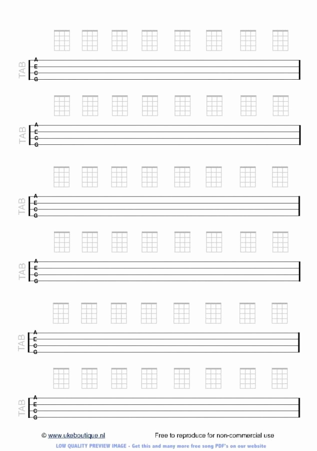 Blank Guitar Tab Pdf Fresh Blank Tab Chord Paper for Ukulele