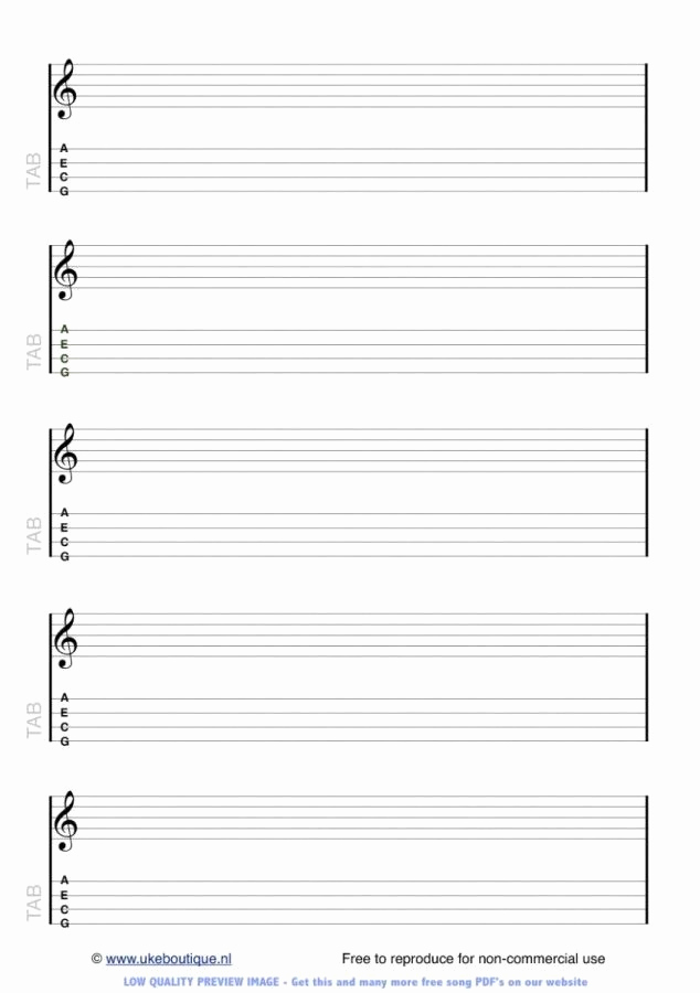 Blank Guitar Tab Pdf Unique Blank Ukulele Tab Score Paper