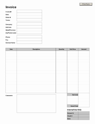 Blank Invoice Template Pdf Awesome Blank Invoice Excel