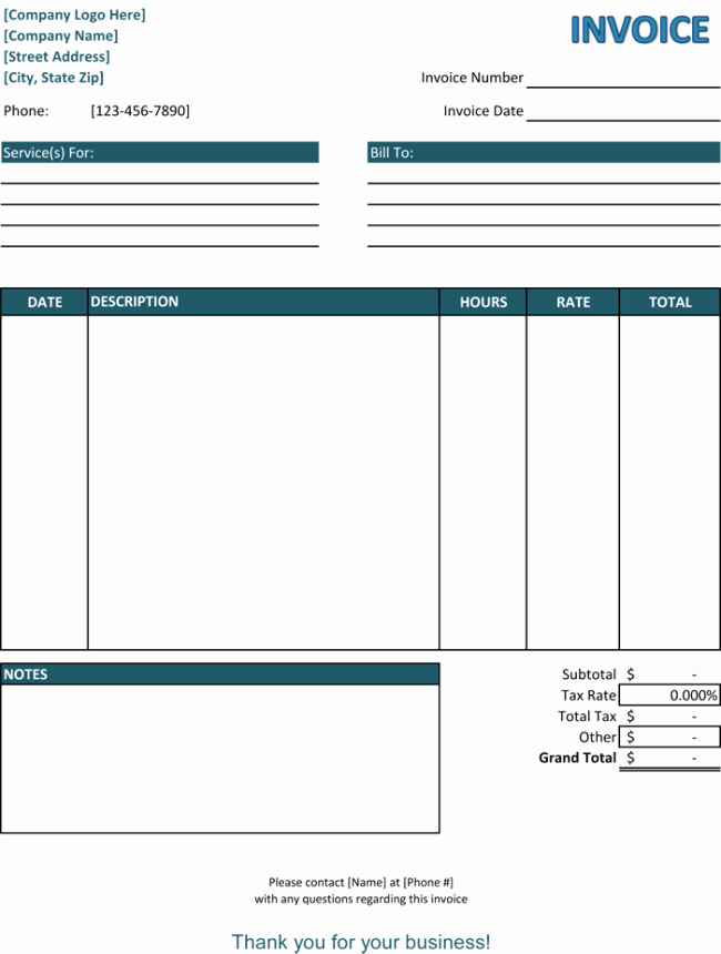 Blank Invoice Template Word Awesome 5 Service Invoice Templates for Word and Excel