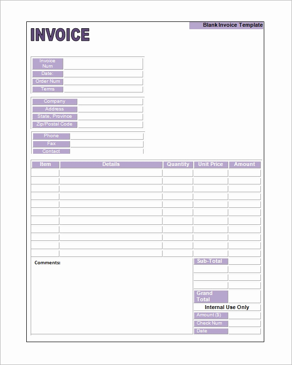 Blank Invoice Template Word Elegant 53 Blank Invoice Template Word Google Docs Google Sheets