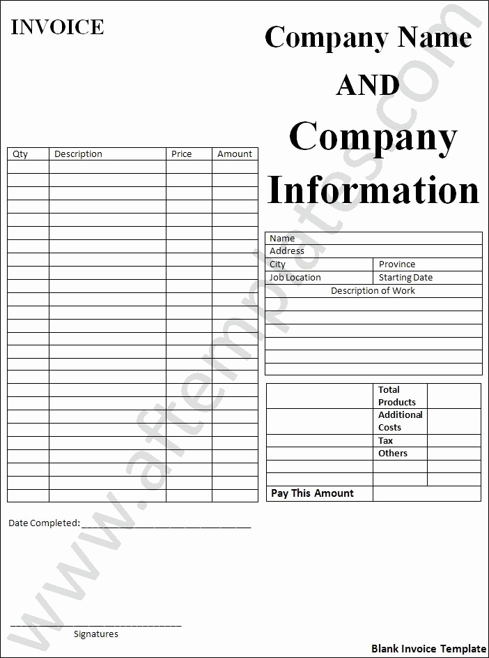 Blank Invoice Template Word New Blank Invoice Template