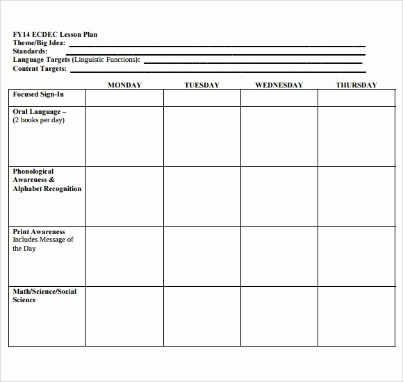 Blank Lesson Plan Template Pdf Best Of Sample toddler Lesson Plan Template – Lesson Plan for