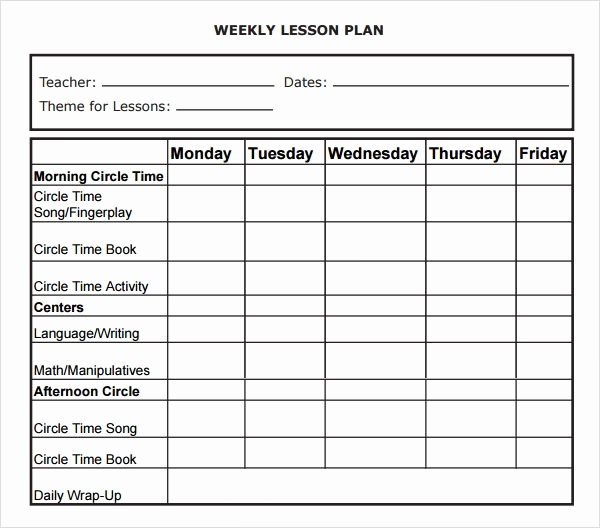 Blank Lesson Plan Template Pdf Lovely Weekly Lesson Plan 8 Free Download for Word Excel Pdf