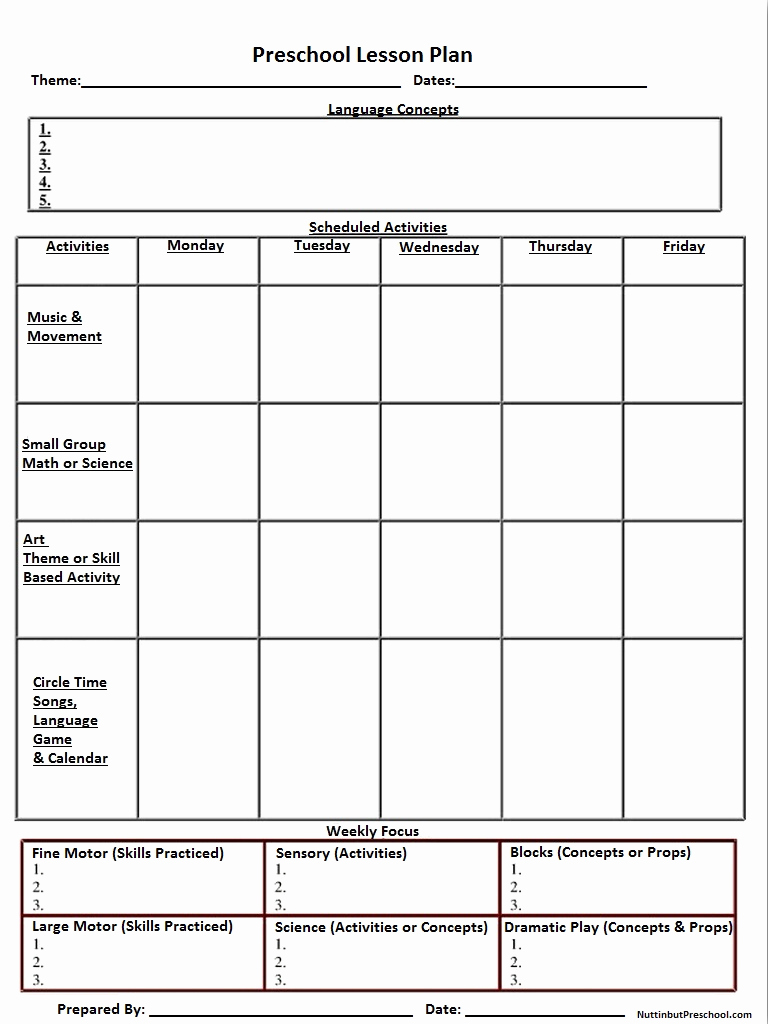 Blank Lesson Plan Template Pdf New Blank Printable Lesson Plan Sheet