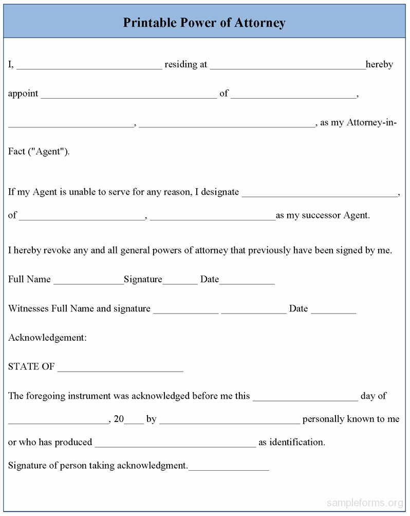 Blank Power Of attorney form Awesome Printable Power Of attorney form Sample forms