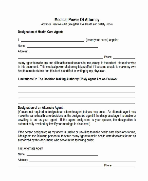 Blank Power Of attorney form Beautiful Power Of attorney forms In Pdf