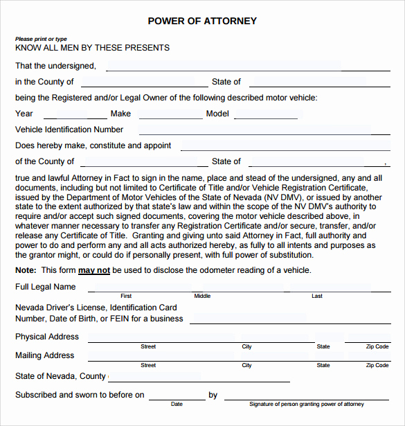 Blank Power Of attorney form Elegant Sample Blank Power Of attorney form 10 Download Free