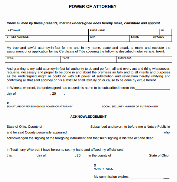 Blank Power Of attorney form Fresh Sample Blank Power Of attorney form 10 Download Free