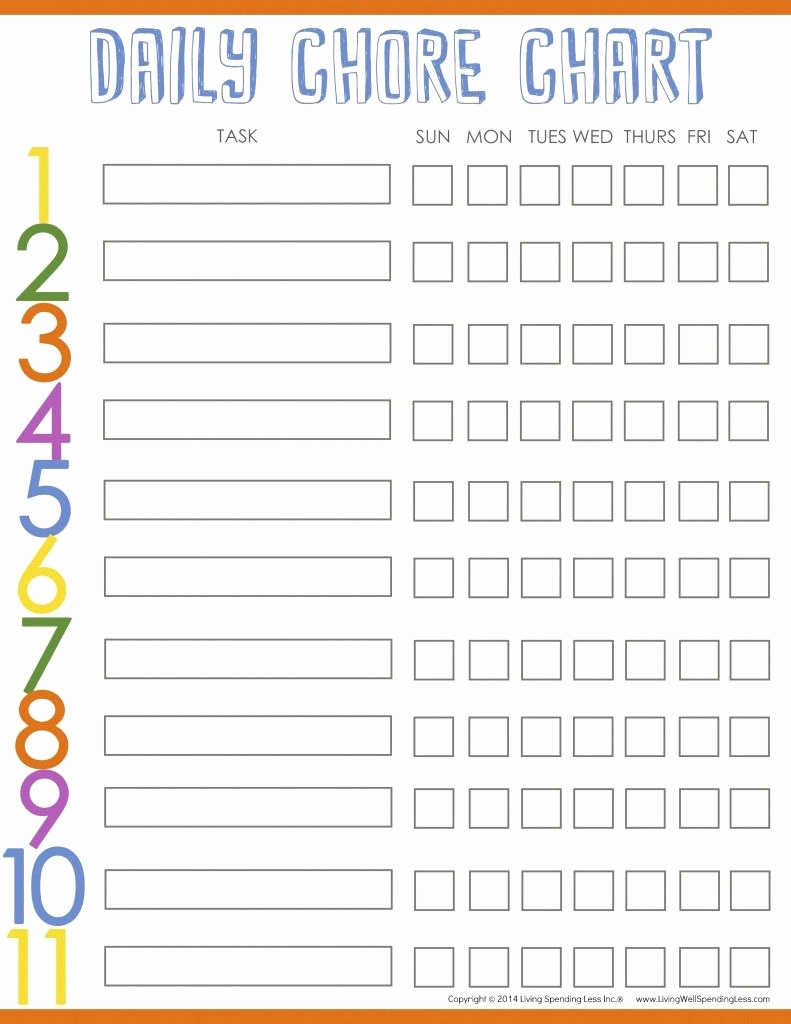 Blank Printable Chore Charts Fresh 10 Cool Printable Chore Charts
