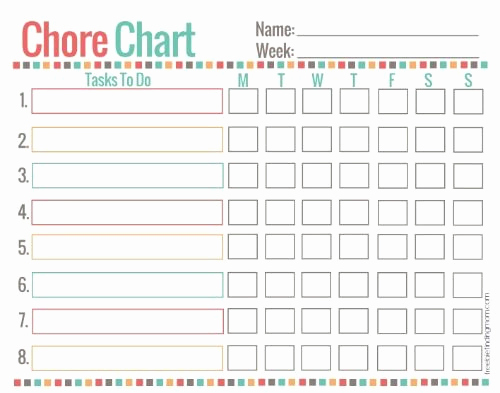 Blank Printable Chore Charts Luxury 20 Free Printable Chore Charts Cleaning Ideas