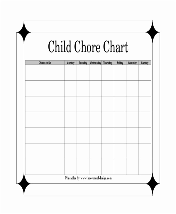 Blank Printable Chore Charts Luxury 7 Printable Chore Chart Free Pdf Documents Download
