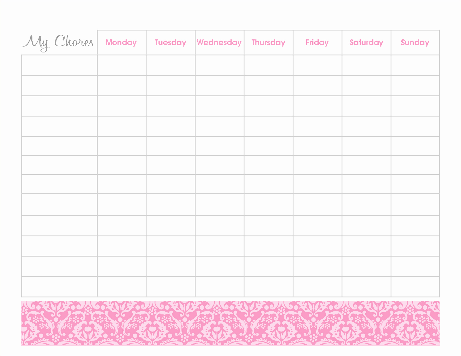 Blank Printable Chore Charts Luxury Naturally Creative Mama Freebies Blank Chore Chart