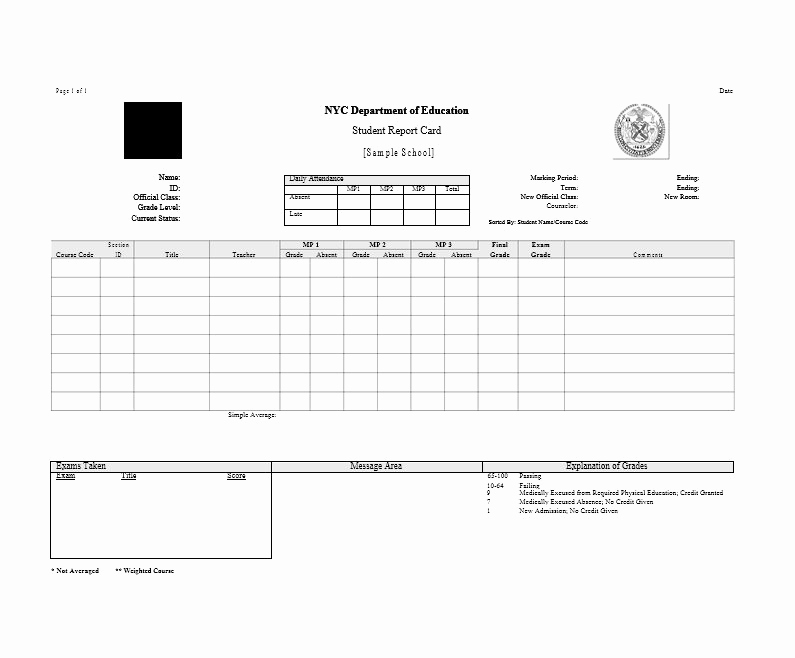 Blank Report Card Template Fresh 30 Real &amp; Fake Report Card Templates [homeschool High