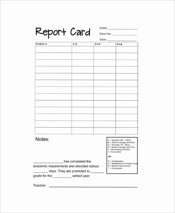 Blank Report Card Template Inspirational 14 Sample Report Cards Pdf Word Excel Pages