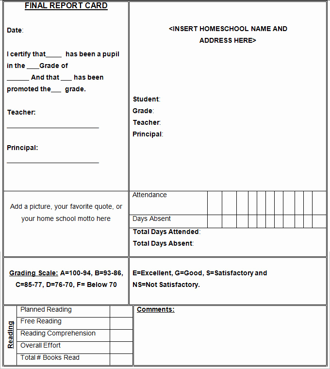 Blank Report Card Template New Blank 7 Printable Report Card Template Excel Pdf source