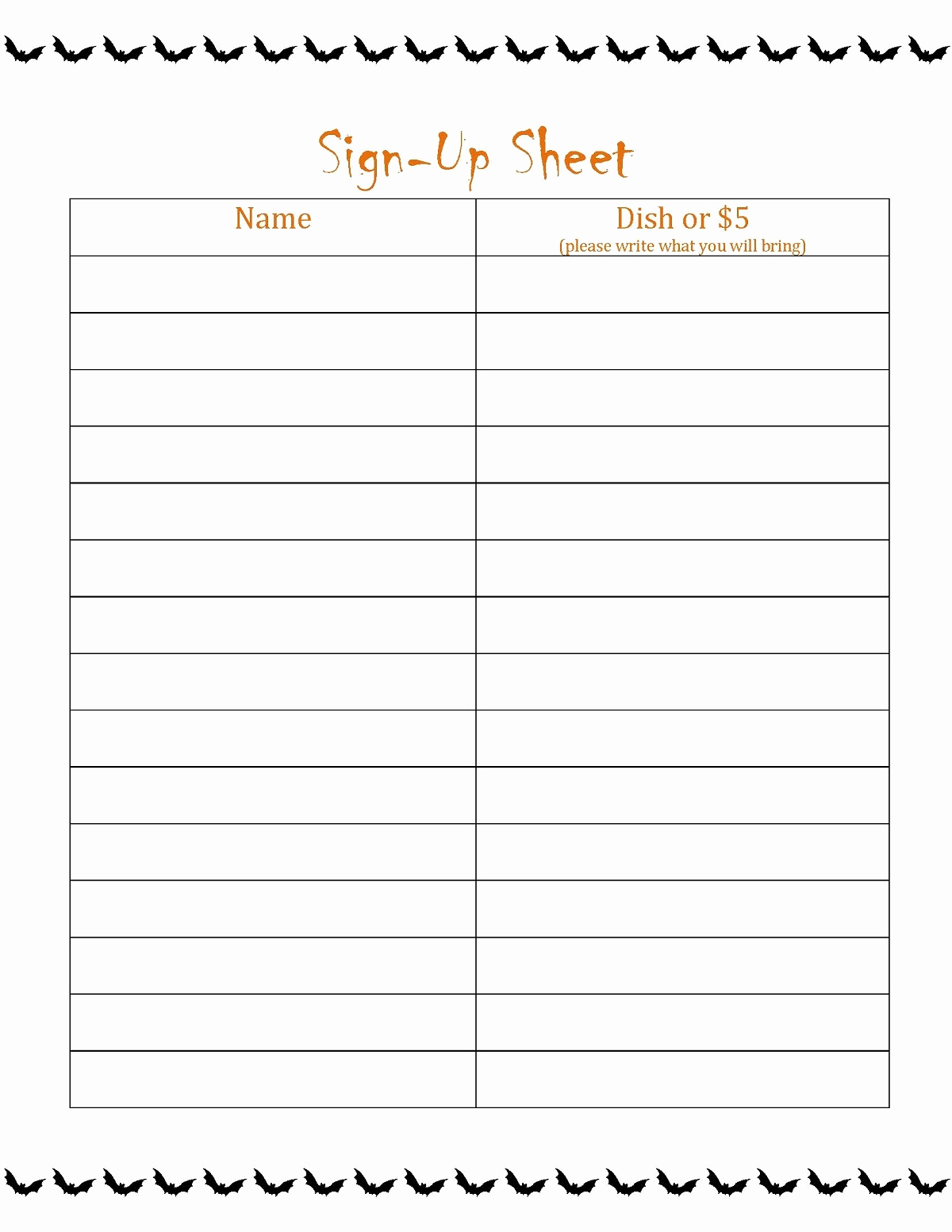 Blank Sign In Sheet Awesome Blank Sign Up Sheet Printable