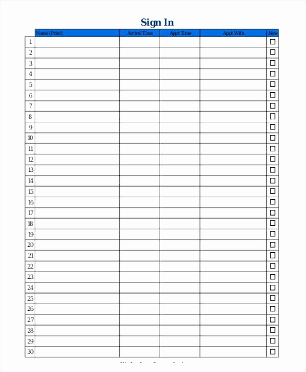 Blank Sign In Sheet Fresh 13 Blank Sign In Sheets