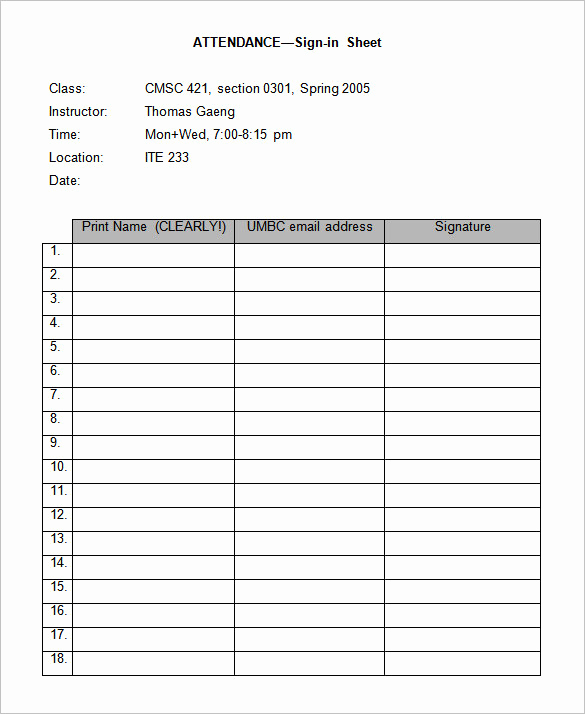 Blank Sign In Sheet Inspirational 75 Sign In Sheet Templates Doc Pdf