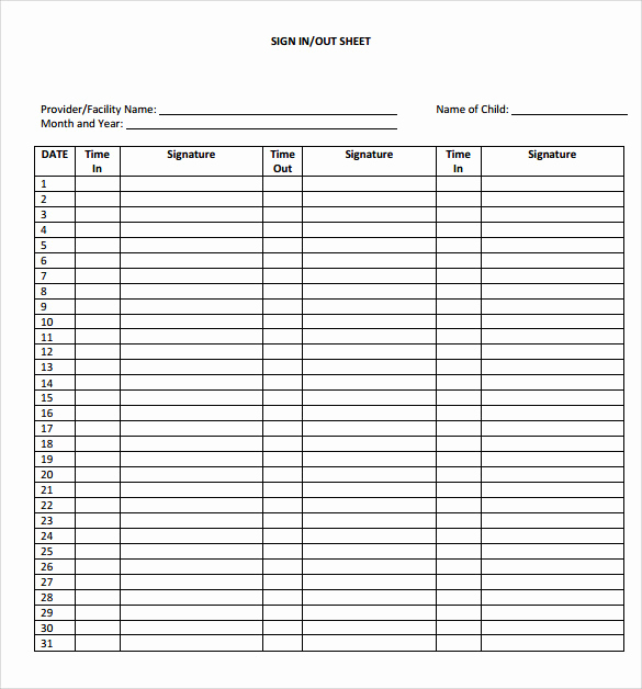 Blank Sign In Sheet Luxury 12 Sample School Sign In Sheets