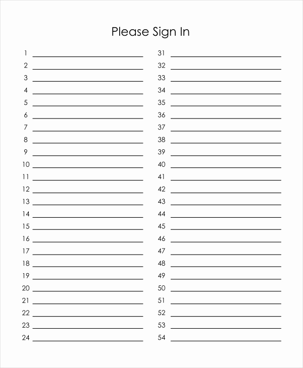 Blank Sign Up Sheet Elegant event Sign In Sheet Template 16 Free Word Pdf