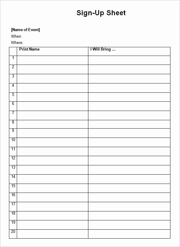 Blank Sign Up Sheet Fresh 23 Sample Sign Up Sheet Templates Pdf Word Pages Excel