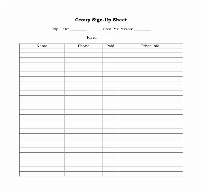 Blank Sign Up Sheet Luxury Sign Up Sheets 58 Free Word Excel Pdf Documents