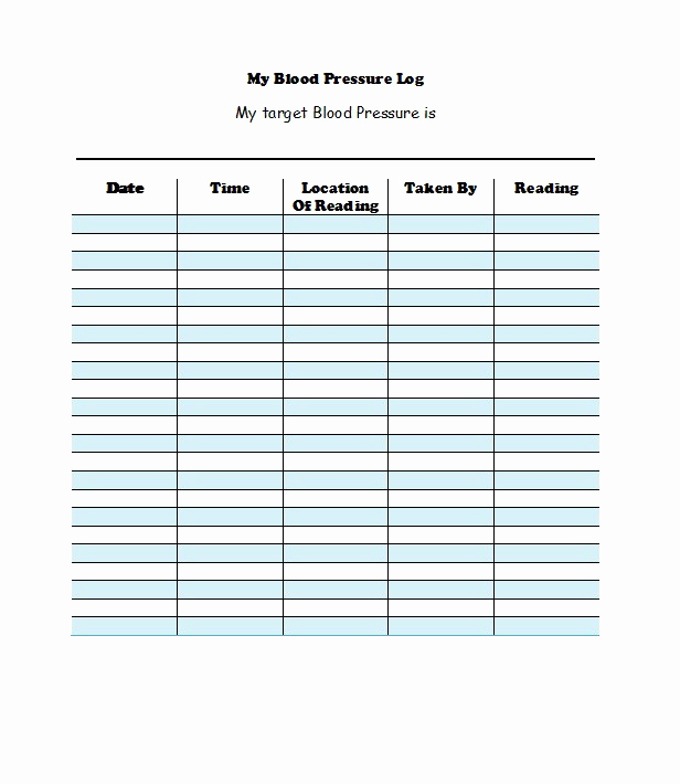 Blood Pressure Log for Patients Awesome 30 Printable Blood Pressure Log Templates Template Lab