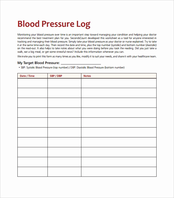 Blood Pressure Log for Patients Lovely Blood Pressure Log Template – 10 Free Word Excel Pdf