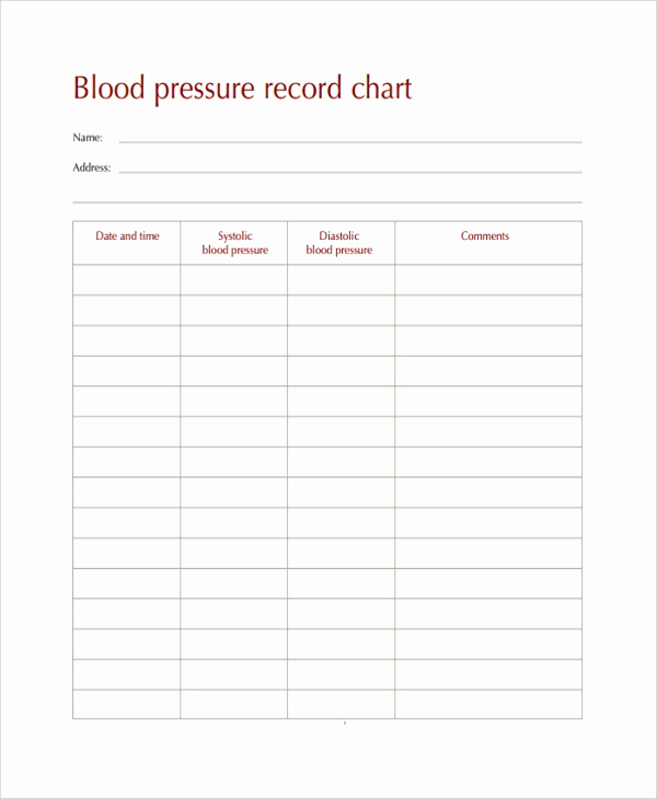 Blood Pressure Recording Chart Awesome Sample Blood Pressure Chart Template 9 Free Documents
