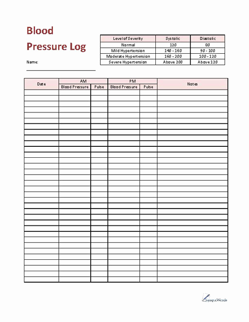 Blood Pressure Recording Chart Fresh Blood Pressure Log Printable Pdf Download