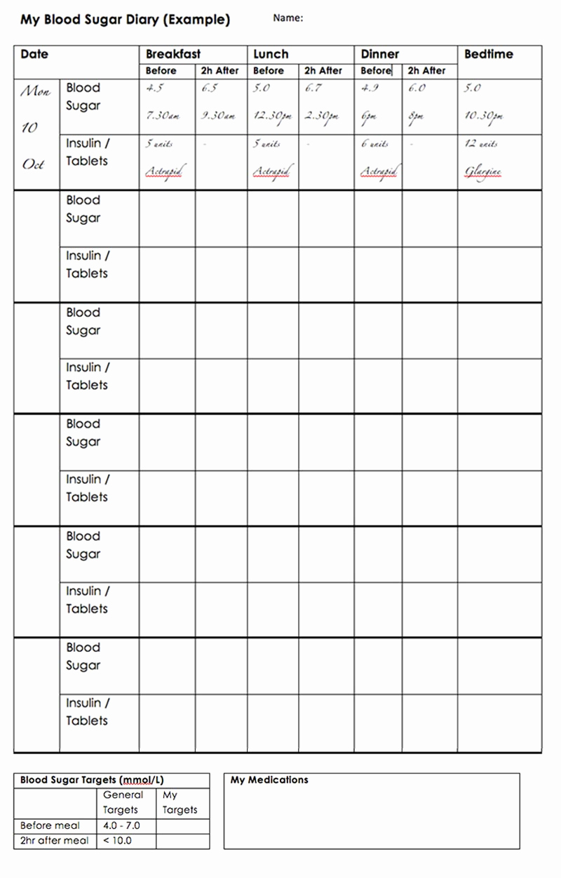 Blood Sugar Chart Pdf Best Of Example Of Blood Sugar Diary