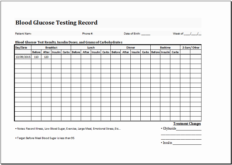 Blood Sugar Log Sheet Pdf Beautiful Blood Glucose Testing Record Sheet at