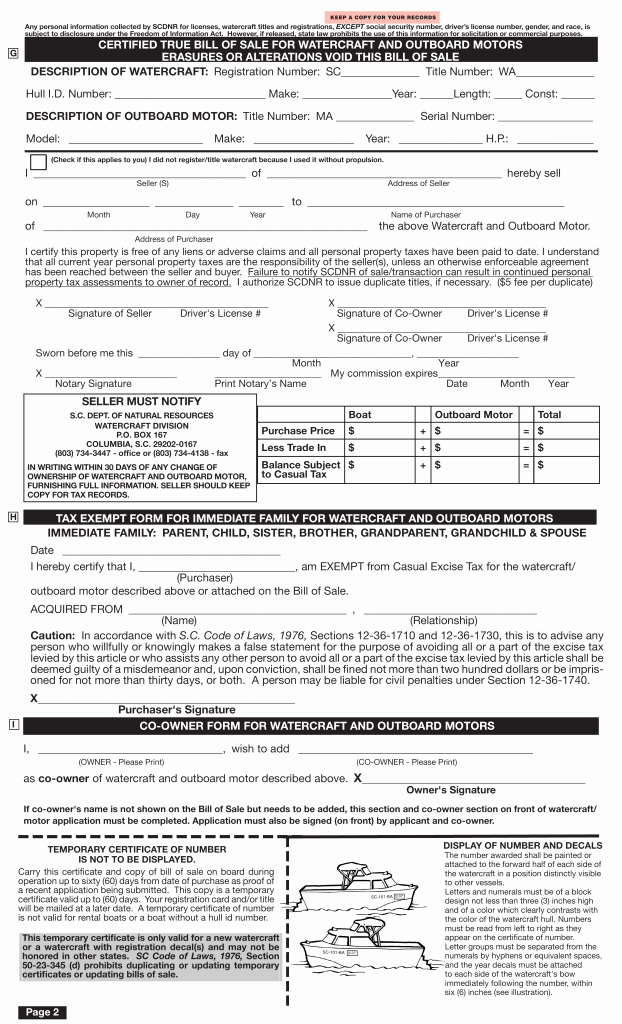 Boat Bill Of Sale form Awesome Free south Carolina Boat Bill Of Sale form Pdf