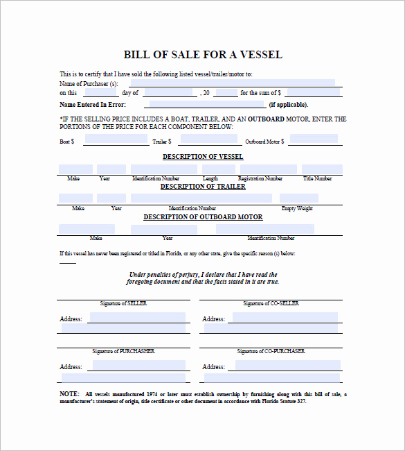 Boat Bill Of Sale form Fresh Boat Bill Of Sale – 8 Free Word Excel Pdf format