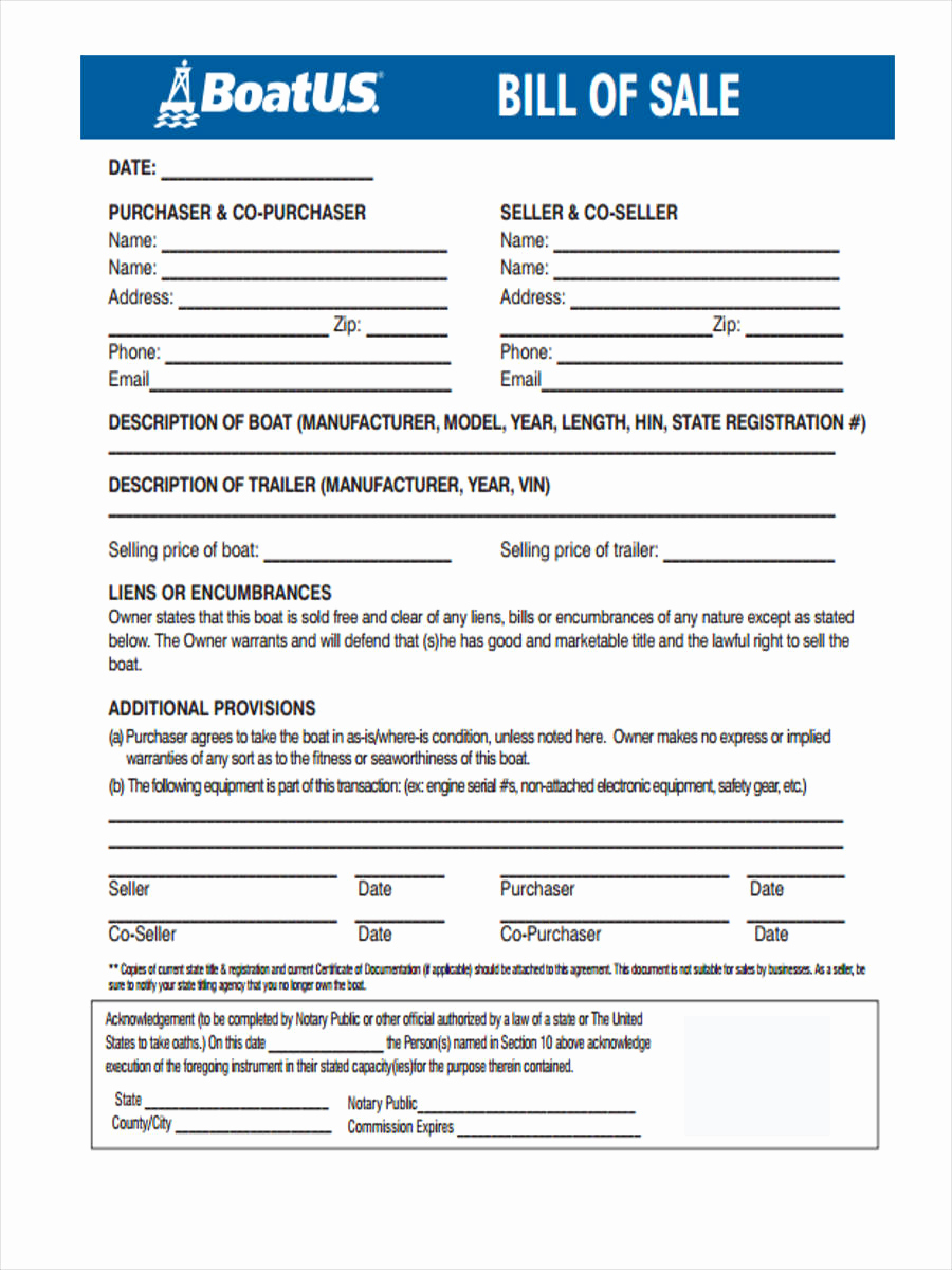 Boat Bill Of Sale form Inspirational 30 Sample Bill Of Sale forms