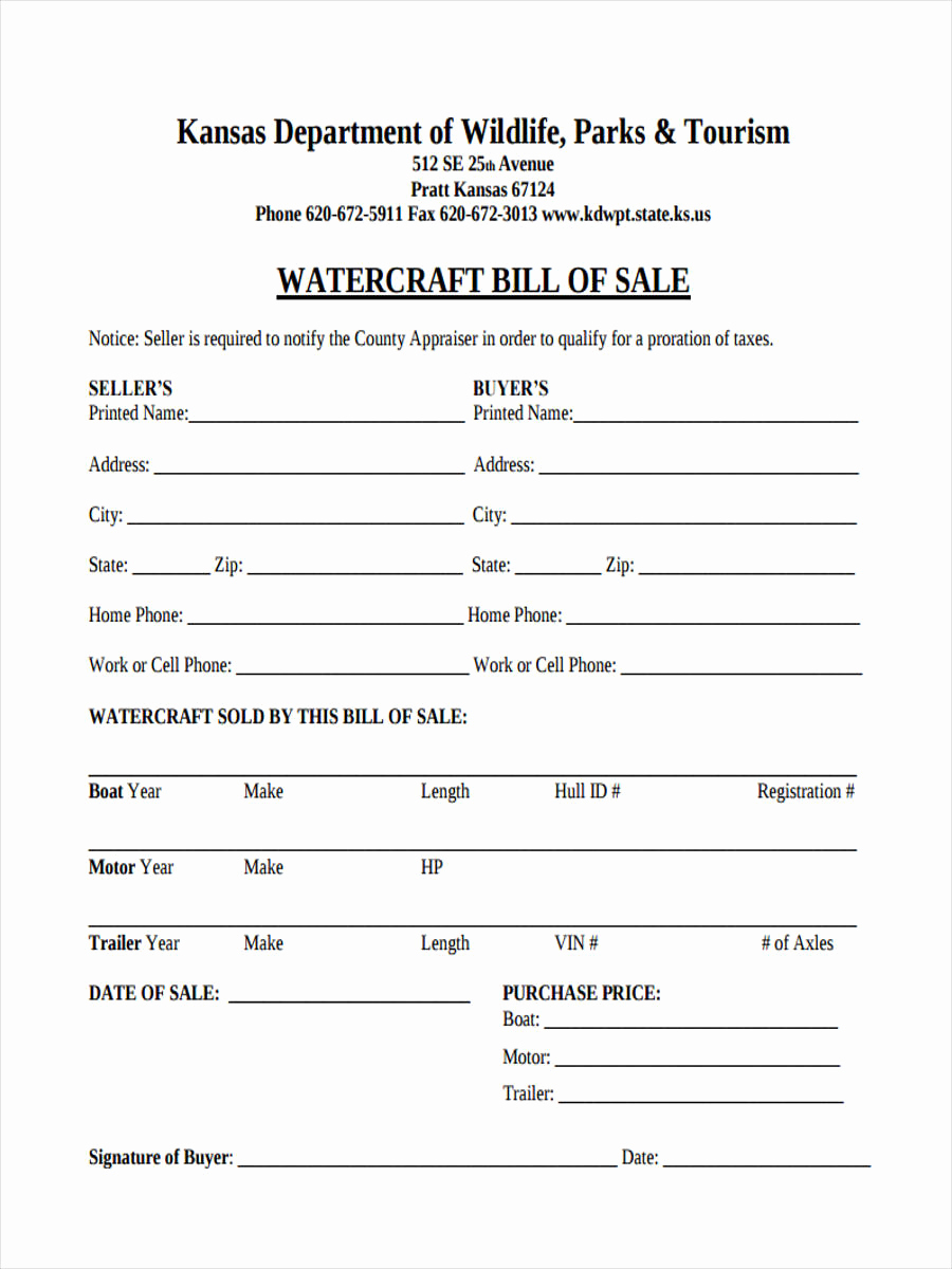 Boat Trailer Bill Of Sale New 6 Boat Bill Of Sale form Sample Free Sample Example