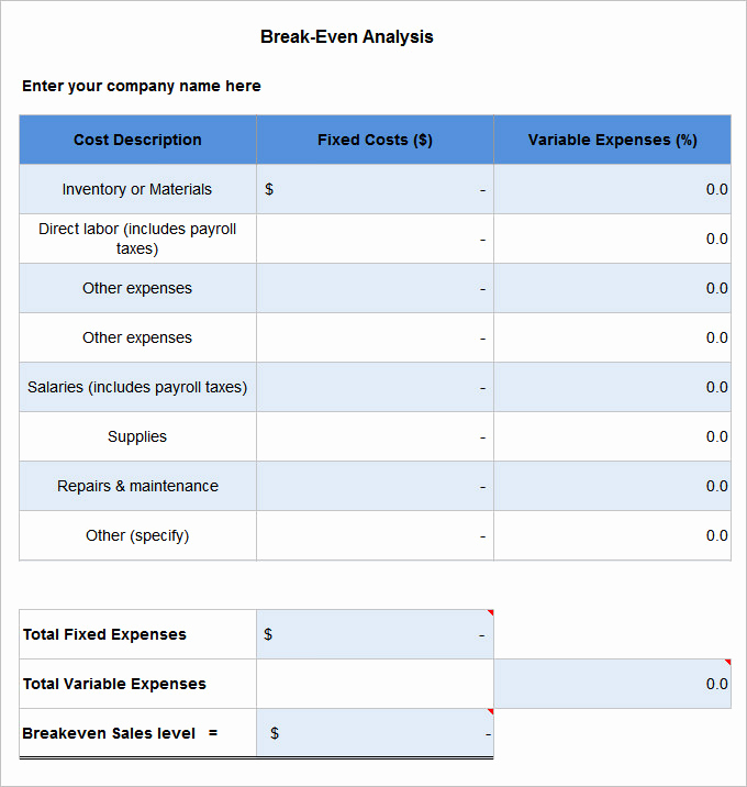 Break even Analysis Excel Template Best Of 3 Break even Analysis Templates Excel