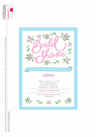 Bridal Shower Invite Template Beautiful Free Bridal Shower Party Printables From Love Party