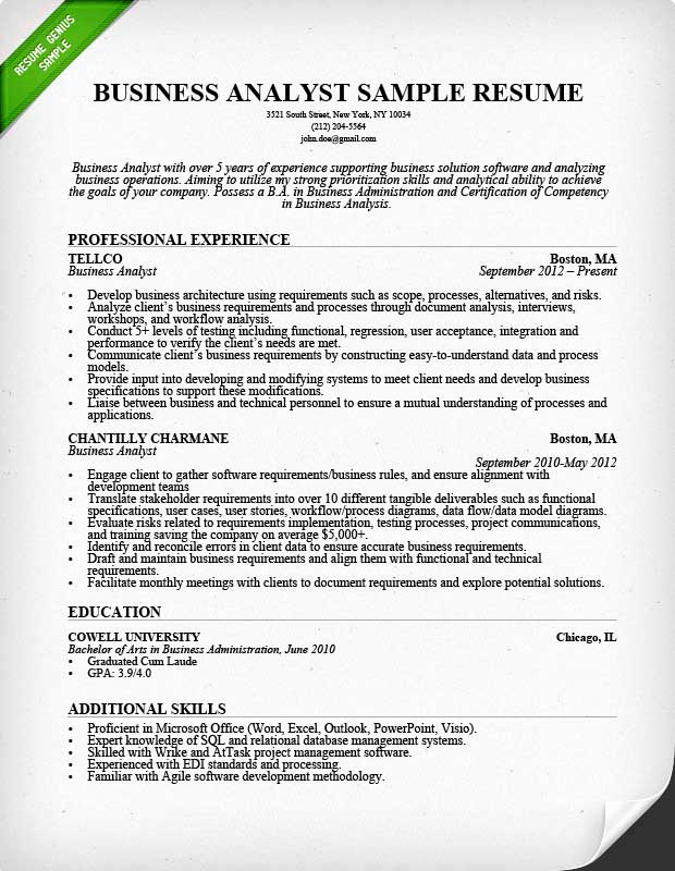 Business Analyst Resume Examples Awesome Business Analyst Resume Sample &amp; Writing Guide