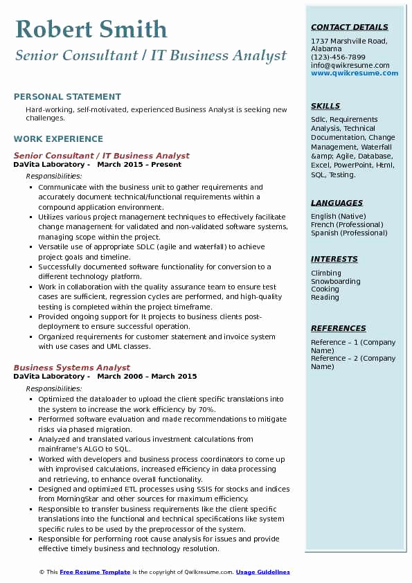 Business Analyst Resume Examples Inspirational It Business Analyst Resume Samples