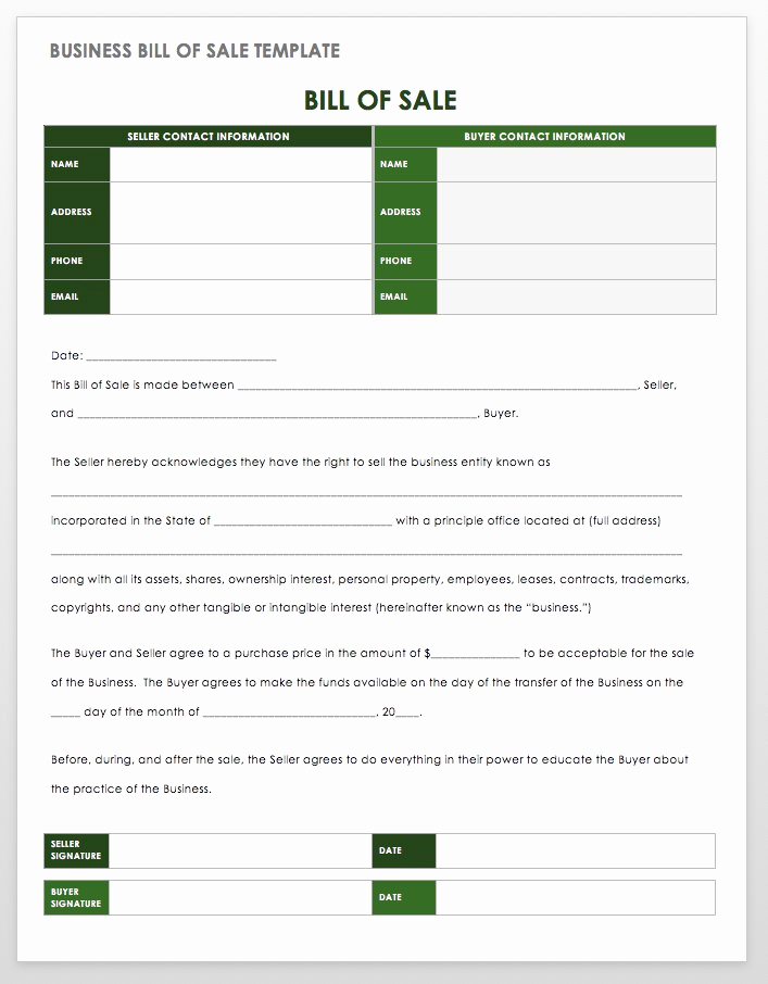Business Bill Of Sale New 15 Free Bill Of Sale Templates